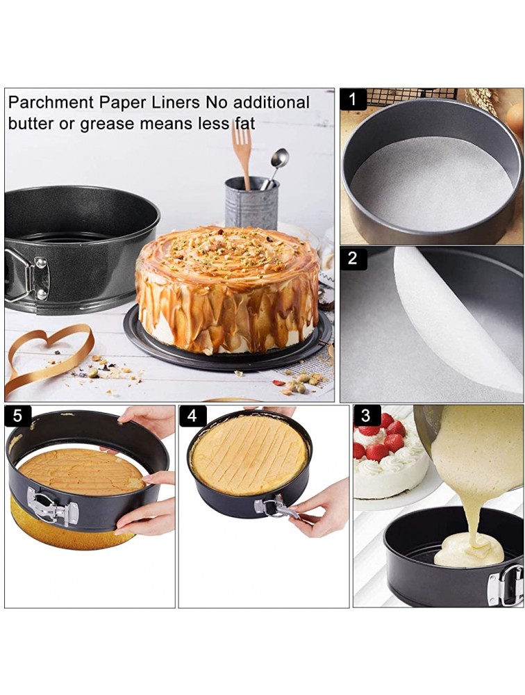 Springform Pan set WERTIOO 4 7 9 Set of 3 Round Baking Pans Nonstick Leakproof Cake Pan Bakeware Cheesecake Pan with 50 Pcs Parchment Paper Liners and 1 Silicone Spatula - B7LVVRDDG