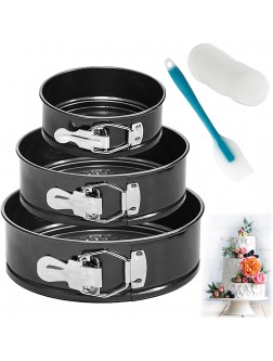 Springform Pan set WERTIOO 4" 7" 9" Set of 3 Round Baking Pans Nonstick Leakproof Cake Pan Bakeware Cheesecake Pan with 50 Pcs Parchment Paper Liners and 1 Silicone Spatula - B7LVVRDDG