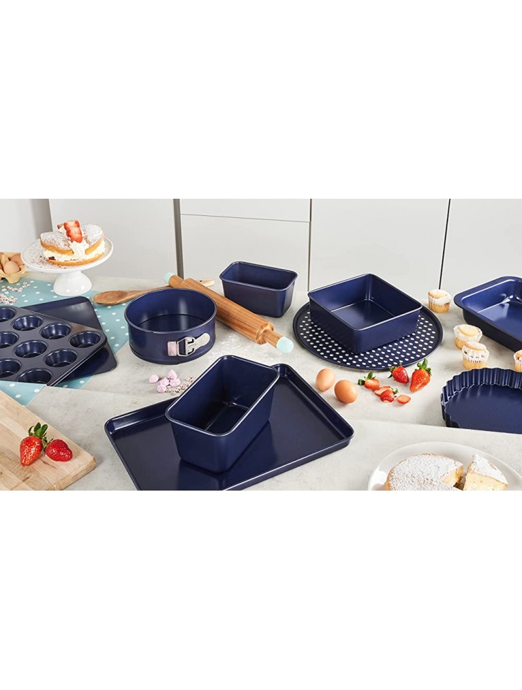Zyliss E980194 Non-Stick Springform Cake Tin 23cm 9in Carbon Steel Dark Blue Baking Tin Bakeware Cake Mould Dishwasher Safe with 5 Year Guarantee - BLR9NM7Y8