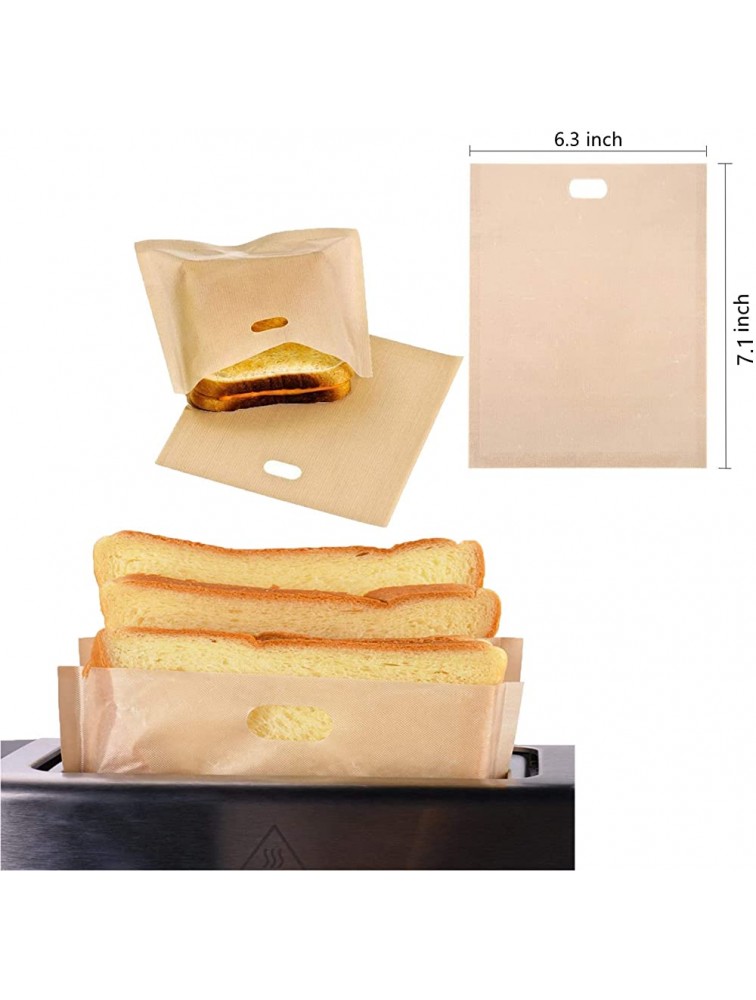 10 Pack Toaster Bags Reusable Non Stick and Heat Resistant Easy to Clean,Toaster Bags Perfect for Grilled Cheese Sandwich Toast Taco 6.3” x 7.1” - BGVKYF9WR