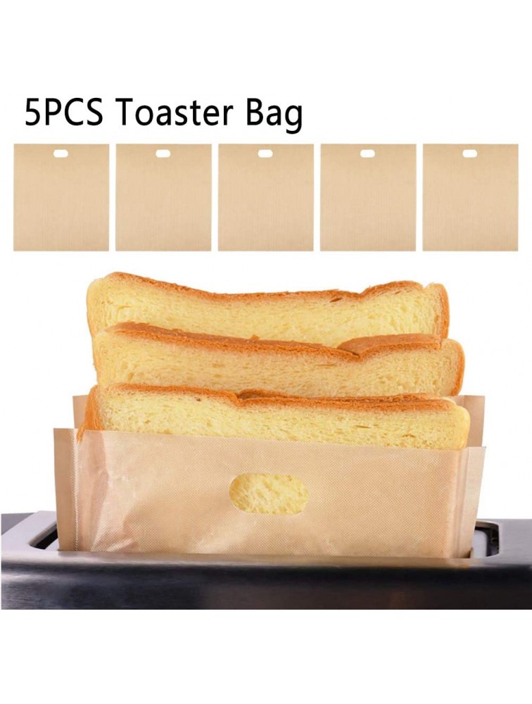 5 Pcs Toaster Bags Non-Stick Reusable Heat-Proof for Sandwich Cheese Pizza Slices Chipssize:6.3 x 6.5 inch - BOPNTG2UZ