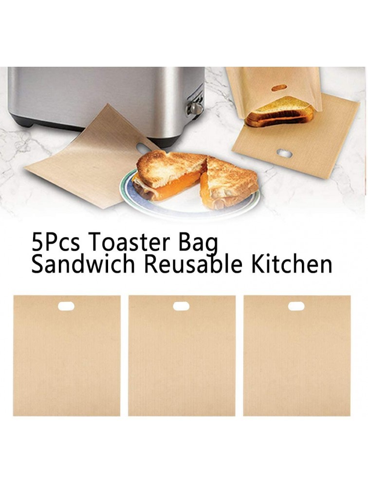 5 Pcs Toaster Bags Non-Stick Reusable Heat-Proof for Sandwich Cheese Pizza Slices Chipssize:6.3 x 6.5 inch - BOPNTG2UZ