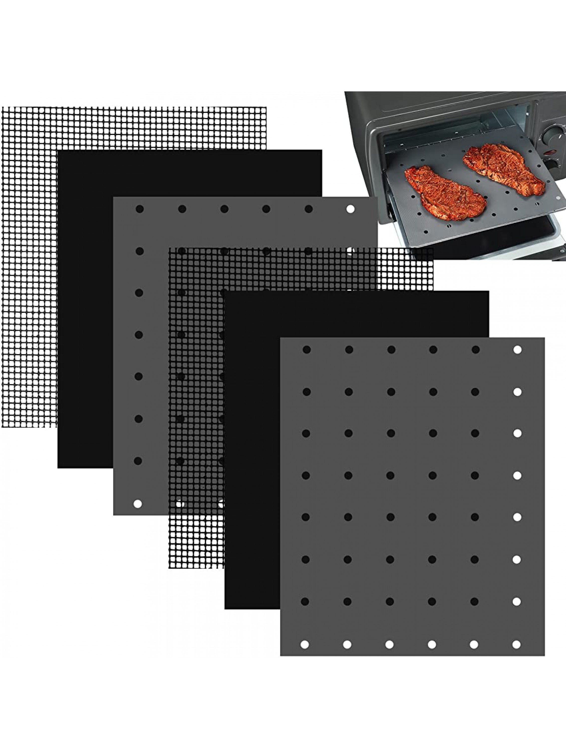 6 Pack Reusable Liners for Toaster Oven Non Stick Air Fryer Mat 9 x 11 Inch Air Fryer Oven Liners Easy Clean Toaster Mat Compatible with Cuisinart Ninja Kalorik Air Fryer Microwave Oven Toaster - BIA8A7HMV