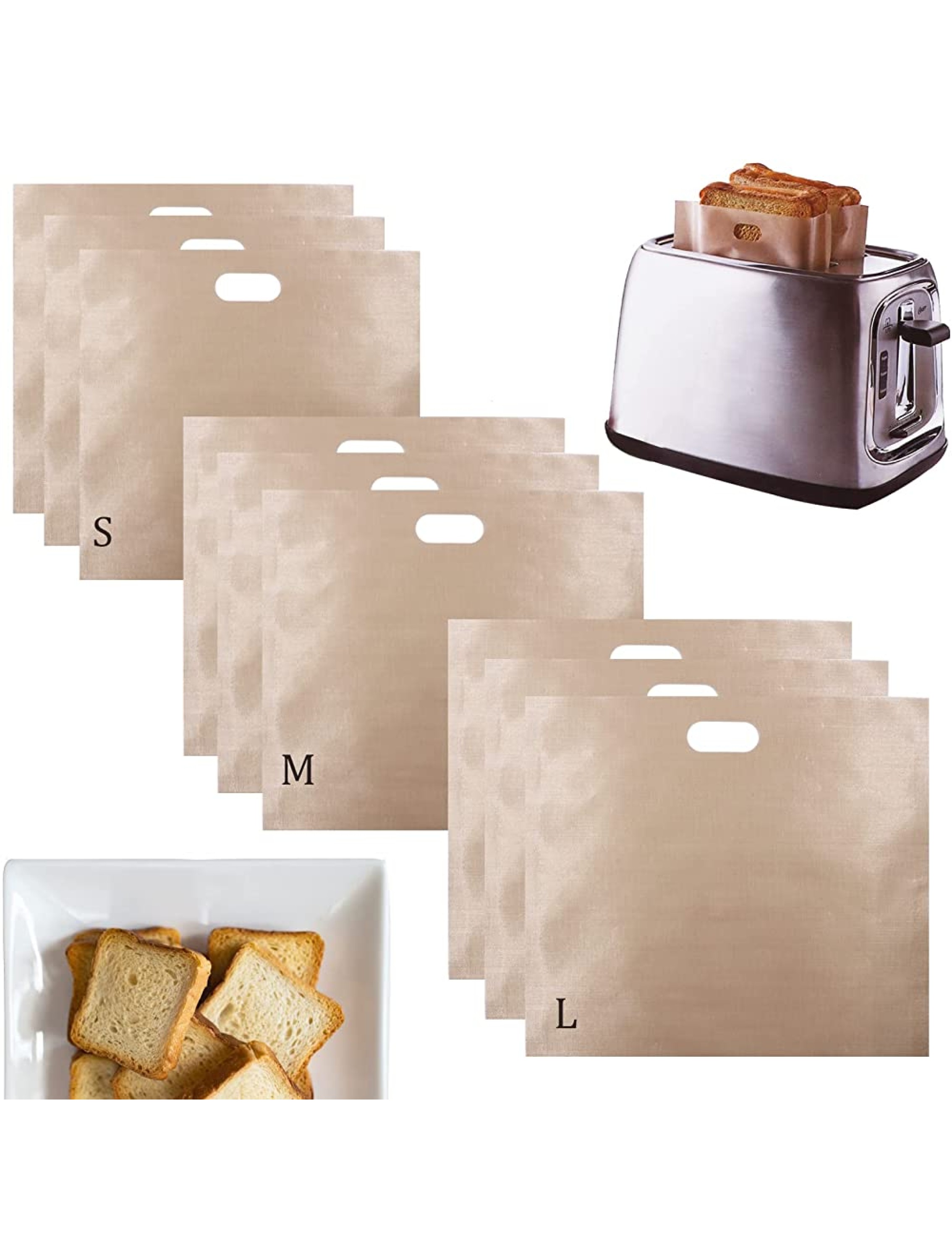 9 Pack Reusable Toaster Bags for Grilled Cheese Sandwiches Non Stick Toaster Sleeves for Sandwiches Pastries Pizza Slices Chicken Nuggets Heat Resistant Egg Pouch Toaster. 9 - BZFUDNBAE