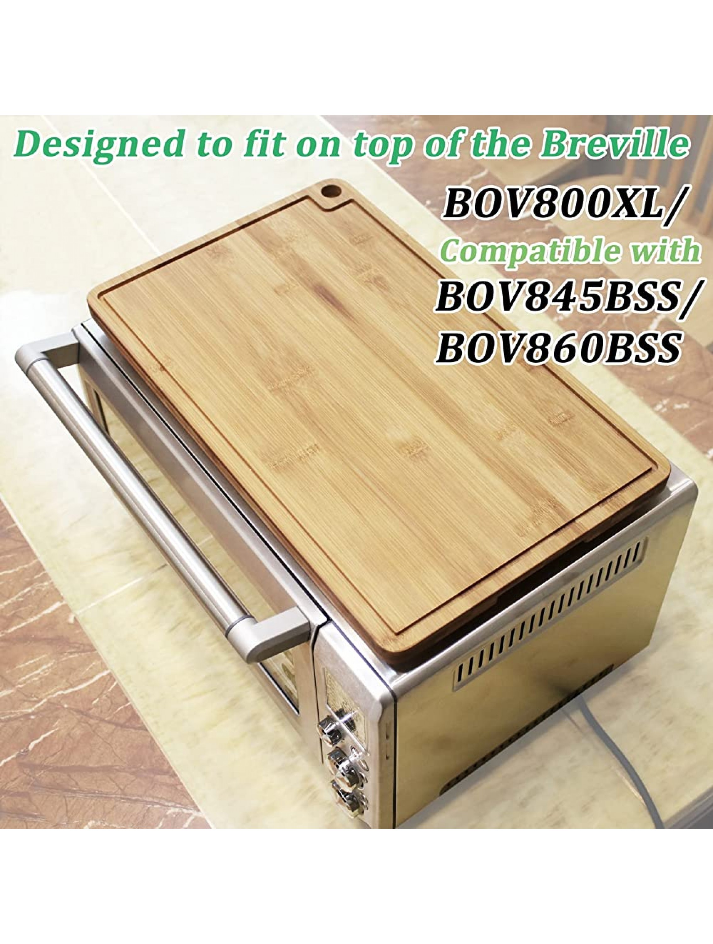Ansoon Bamboo Wood Cutting Board for Toaster Smart Oven Air Compatible for Breville 860BSS 845BSS BOV800XL With Heat Resistant Silicone Feet Creates Storage Space Protect Cabinets Oven -17.8x10.8 - B8R4GY8P2