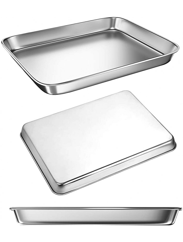 Cookie Sheets Pans for Toaster Oven,BYkooc Small Stainless Steel Baking Sheet Tray Dishwasher Safe Oven Pan Anti-rust Sturdy & Heavy 10.3 x 8 x 1 inchSet of 3 - BQGP1U7DS