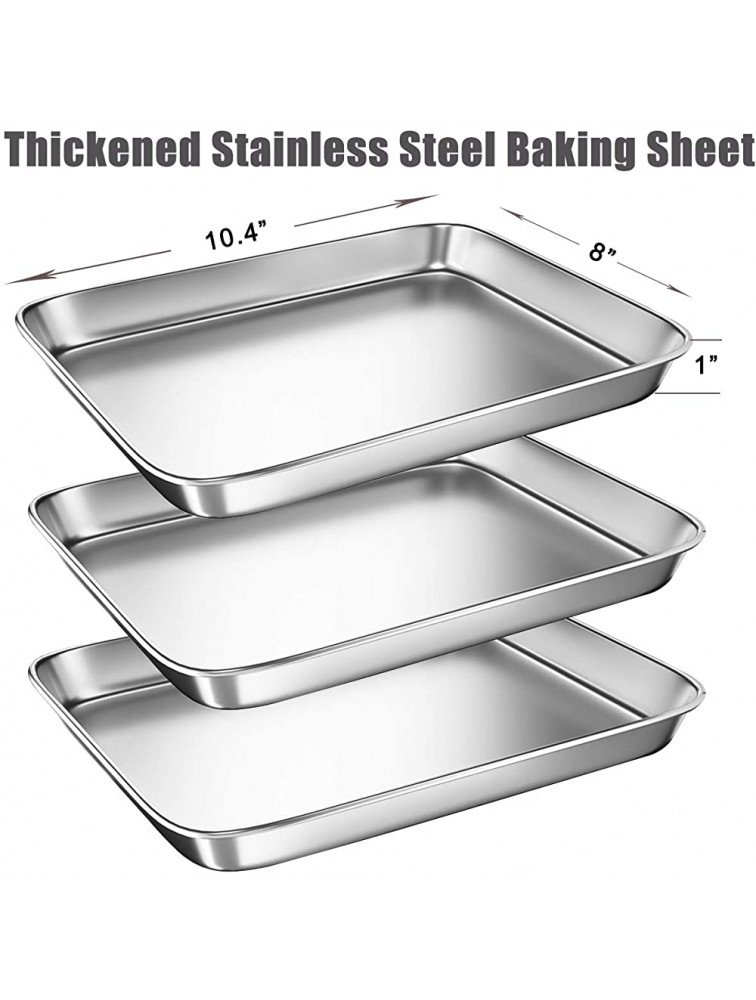 Cookie Sheets Pans for Toaster Oven,BYkooc Small Stainless Steel Baking Sheet Tray Dishwasher Safe Oven Pan Anti-rust Sturdy & Heavy 10.3 x 8 x 1 inchSet of 3 - BR3RA8QBC