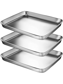 Cookie Sheets Pans for Toaster Oven,BYkooc Small Stainless Steel Baking Sheet Tray Dishwasher Safe Oven Pan Anti-rust Sturdy & Heavy 10.3 x 8 x 1 inchSet of 3 - BQGP1U7DS