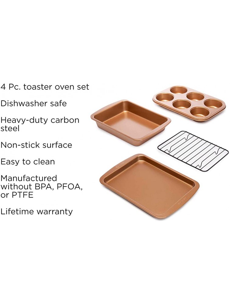 Ecolution Non-Stick Toaster Oven Bakeware Set 4-Piece Carbon Steel Easy to Clean and Perfect for Single Servings Copper - BM7FNSA7P