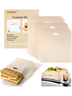 ECOOPTS 8 PCS Toaster Bags Non Stick Toast Bag Reusable and Heat Resistant Toaster Bags for Sandwiches,Chicken,Nuggets,Panini and Toasts - B4ZSGMY6L
