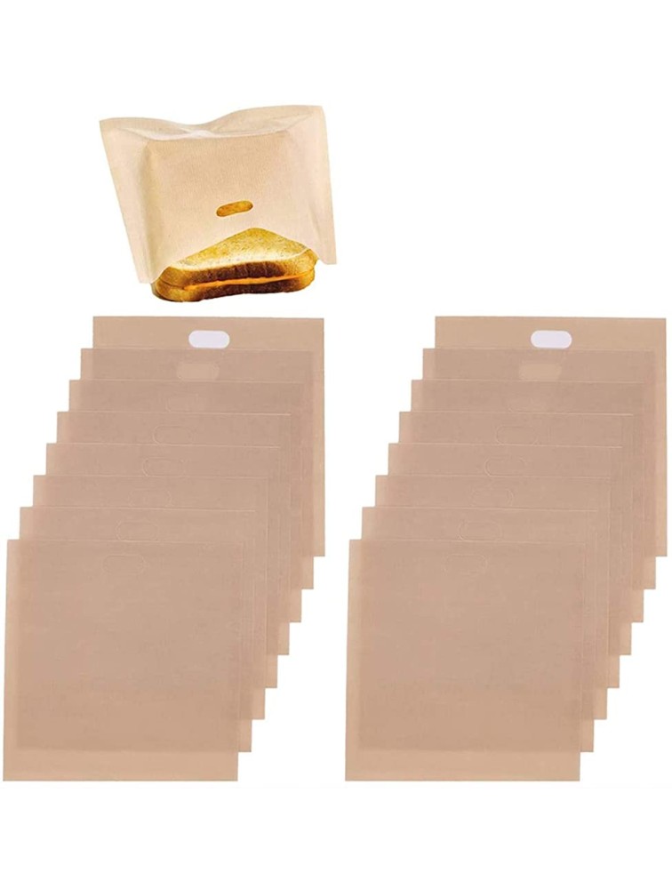 Homezal Non Stick Reusable Toaster Bags 6.5 x 6.3 Inch Beige Pack of 16 - BRCW8PRC7