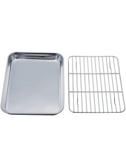 TeamFar Toaster Oven Tray and Rack Set 9.3’’ x 7’’ x 1’’ Stainless Steel Toaster Oven Pan Broiler Pan Non Toxic & Healthy Easy Clean & Dishwasher Safe - BU31VHM5Q