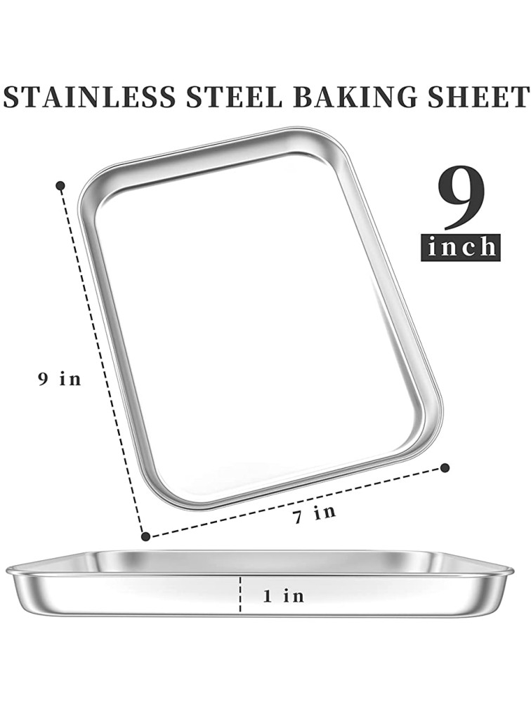WKTFOBM Small Toaster Oven Tray,Professional Stainless Steel Toaster Oven Pan 9 x 7 x 1 inch,Durable Oven-Safe Heavy Duty Easy Clean - BB5N1LTX2