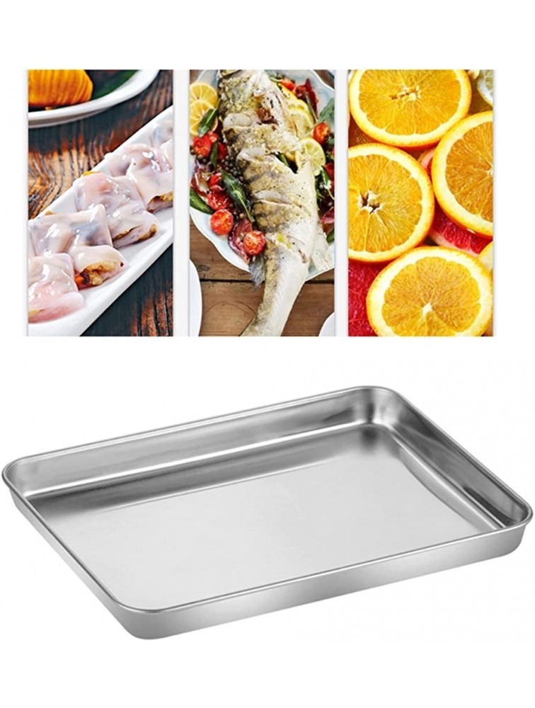 WUYIN 2pcs Stainless Steel Bakeware Set Flat Bottom Rectangular Toaster Oven Baking Tray Mirror Polish Bakeware Home Kitchen Acces Accessories - B5OXZ5PA2