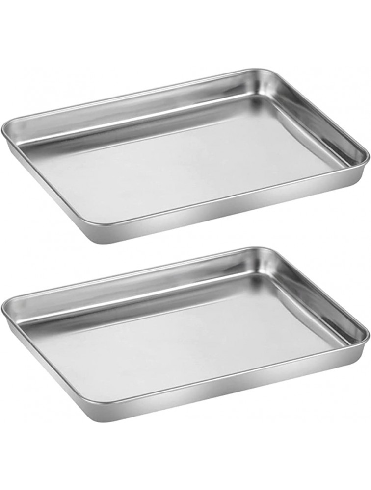 WUYIN 2pcs Stainless Steel Bakeware Set Flat Bottom Rectangular Toaster Oven Baking Tray Mirror Polish Bakeware Home Kitchen Acces Accessories - B5OXZ5PA2