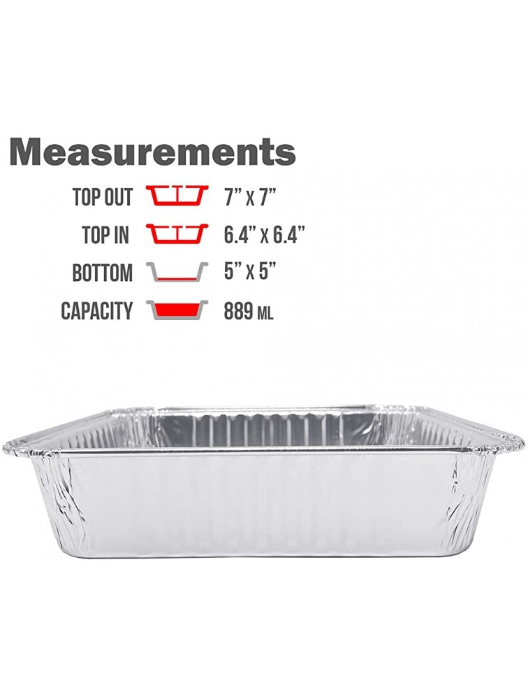 20 Pack 7” x 7” Square Baking Cake Pans| Disposable Aluminum Foil Tins l Portable Food Containers l Perfect for Roasting Toaster Oven Broiling Cooking - BGHPTNXQ7