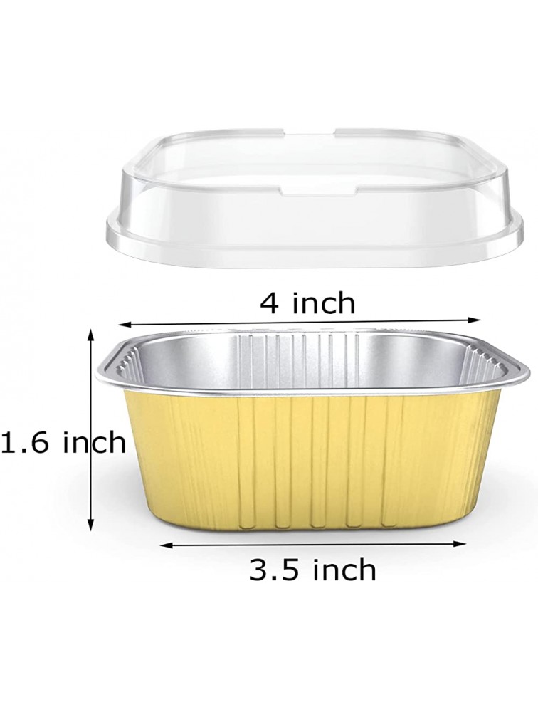 50 Pcs 10 oz Baking Cups Aluminum Foil Cupcake Cups with Lids Square 300ml Cake Pan for Desserts Flans Creme Crisp Cups Pudding Jello Cups Catering Party Favor - B9UTHJ1ZW
