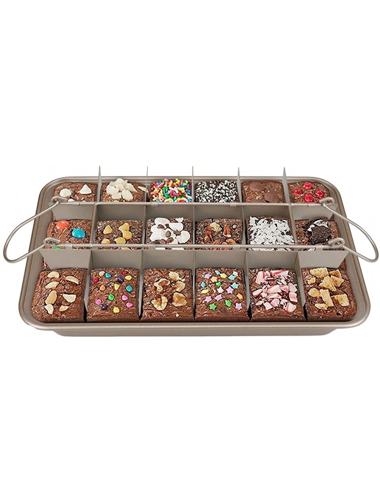 Brownie Pan Non-Stick Brownie Baking Pan with Dividers Brownie Cutter,Brownie Tray,18 Pre-slice Brownie Baking Tray Muffin and Cupcake Pan for Oven Baking Brownie Bites 12 X 8 X 2 Inches - BX3ZOYUHN