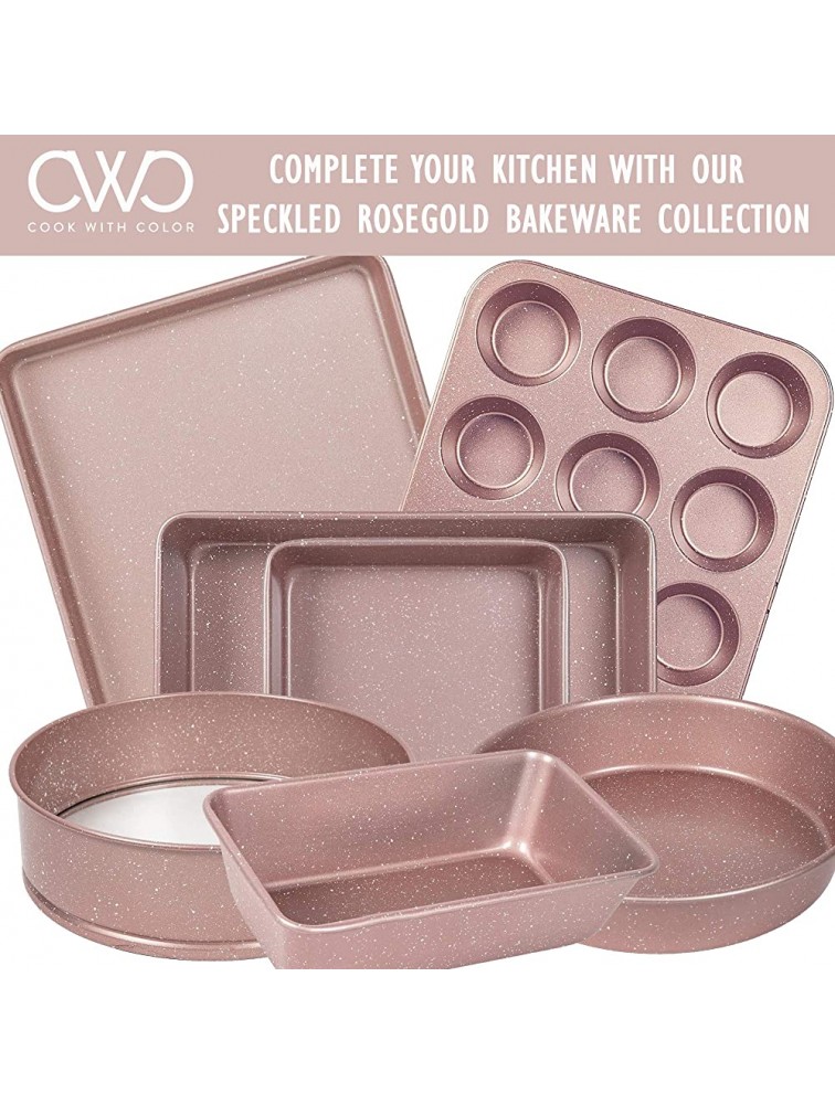 Cook with Color Bakeware Non Stick Square Pan Speckled 9x9” Baking Pan Pan for Cooking Rose Gold - BP9271681