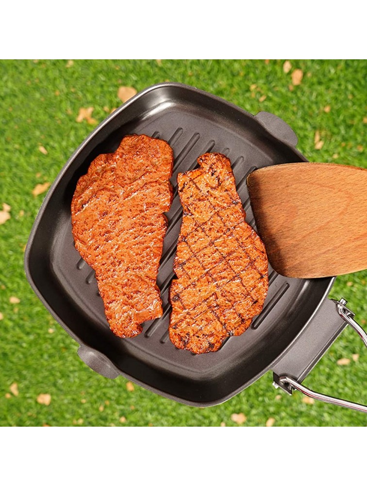 DXDUI Foldable Frying Pan Non Stick Portable Grill Pan for Steak Meat Fish Wooden Handle It Applies to Kitchen Picnic Camping Easy to Clean,24cm - BWWQL06GO