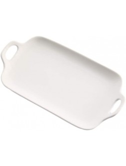 FRCOLOR Ceramic Baking Pan Nonstick Cake Plate Porcelain Food Serving Tray with Double Handle White - BBK1JFKTI