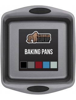 Gorilla Grip Nonstick Square Baking Pan 9 Inch Professional Grade Durable Steel Cake and Brownie Pans Silicone Handles Scratch Resistant No Warping Even Heat Distribution in Oven 1 Pack Black - BABL3NWI7