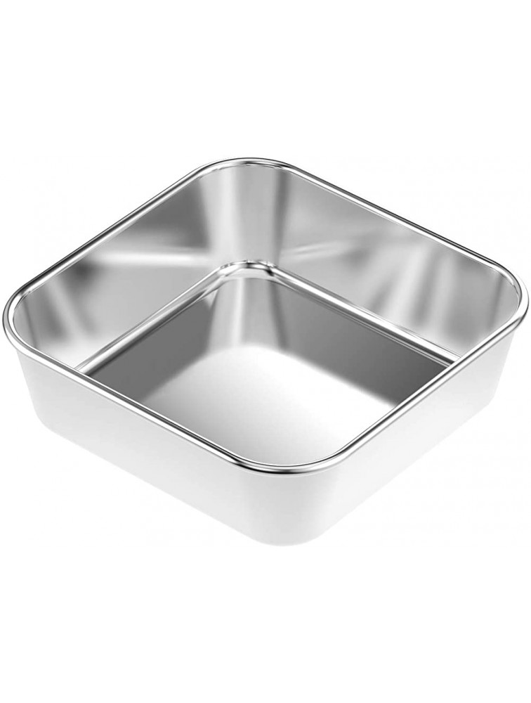 HKL Chef Small Square Baking Pan HKJ Chef Square Cake Pans Stainless Steel Deep Bakeware for Lasagna Bread Brownie 6.6x6.6x2.2 Inch Leak proof & Heavy Duty Easy Release & Dishwasher Safe - BGGJGBJW3