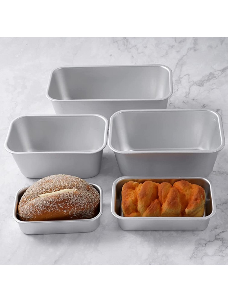 JEATHA Nonstick Bread Loaf Pan Aluminum Rectangle Flat Toast Box Cheesecake Cupcake Meatloaf Mold Bakeware for Oven Baking Silver Size B - BRF56D6BT
