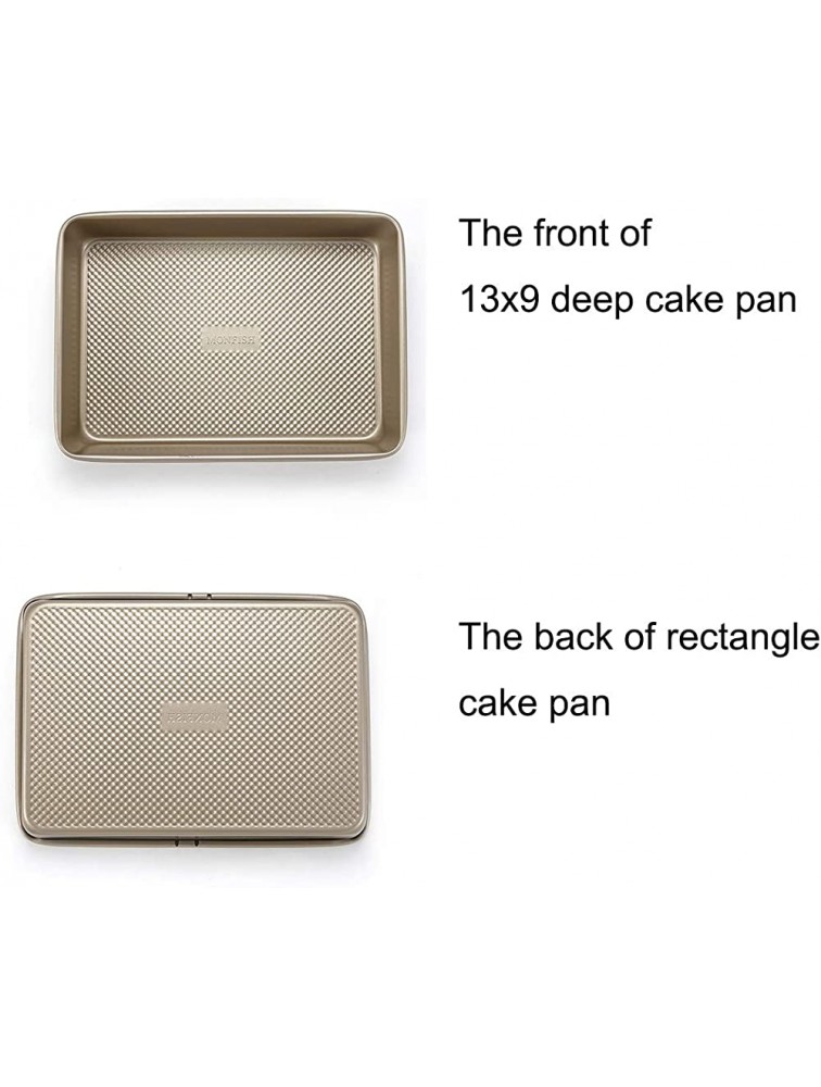 MONFISH Rectangle Cake Pan Deep Oblong brownie Cake Tin Non Stick Carbon Steel 9x13inch Micro-textured Finish - BG6GBXFOM
