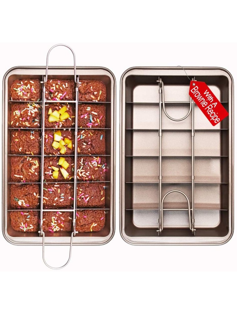 Non Stick Brownie Pan with Dividers High Carbon Steel Baking Pan Makes 18 Pre-cut Brownies All at Once - BZV8XNZJD