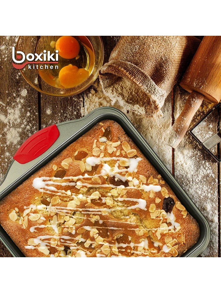 Non-Stick Steel 8x8 Square Baking Pan by Boxiki Kitchen. Durable Convenient and Premium Quality Non-Stick Baking Mold Bakeware. - BLWN7ZV2G