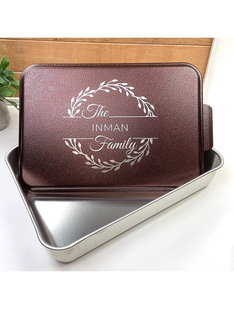 Personalized 9x13 Baking Dish Laser Engraved Family Wreath Design Copper - BJ53H5TH4