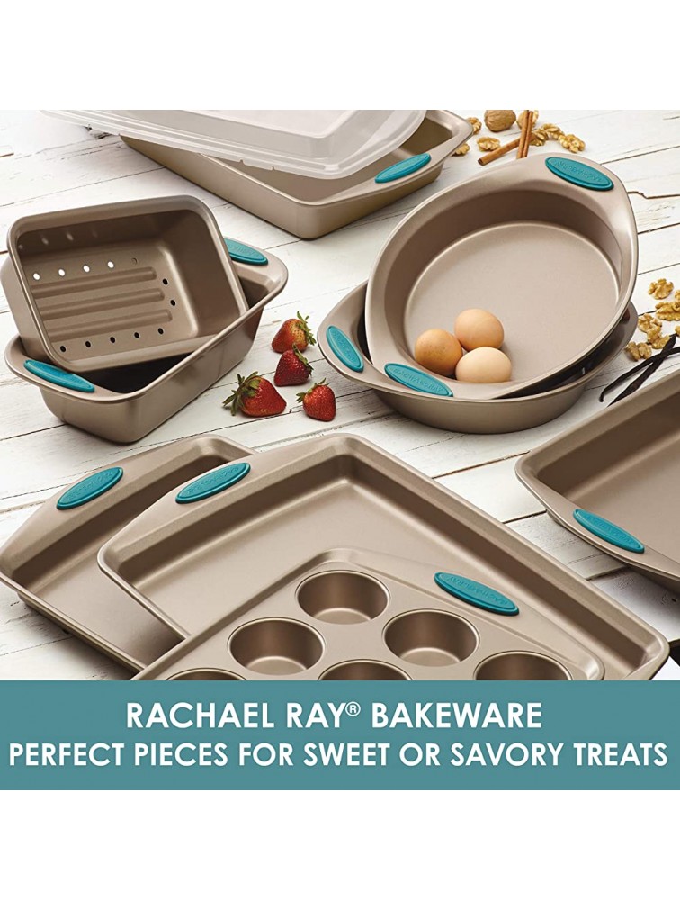 Rachael Ray Cucina Nonstick Baking Pan With Lid and Grips Nonstick Cake Pan With Lid and Grips Rectangle 9 Inch x 13 Inch Brown - BAHH1ZU3U