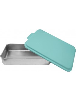Rectangular Aluminum Cake Pan with Powder Coated Lid 13 x 9 x 2.5 inches Teal - BRXHQTW9E