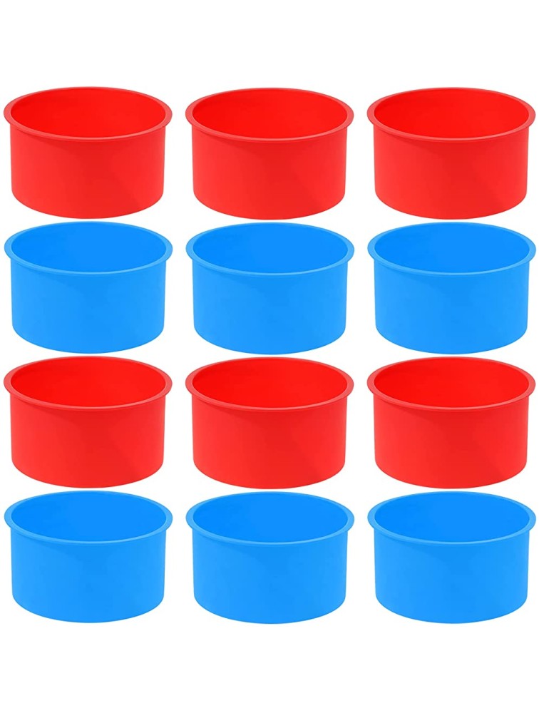 12pcs Silicone Cake Mold Baking Round Cake Molds 4 Inch Non-Stick Baking Pan Kitchen Silicone Cake Molds for BakingRed Blue 4inch - BLM4I39Z2