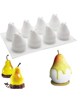 3D Pear Shape Silicone Mold for Baking Mousse Cake 3D Fruit Silicone Mold for Cakes French Dessert Mold Ice Cream Mold Cake Decorating Mold Non-Stick & Easy Release 3D Pear Shaped 8 Cavities - B1UFFA79M