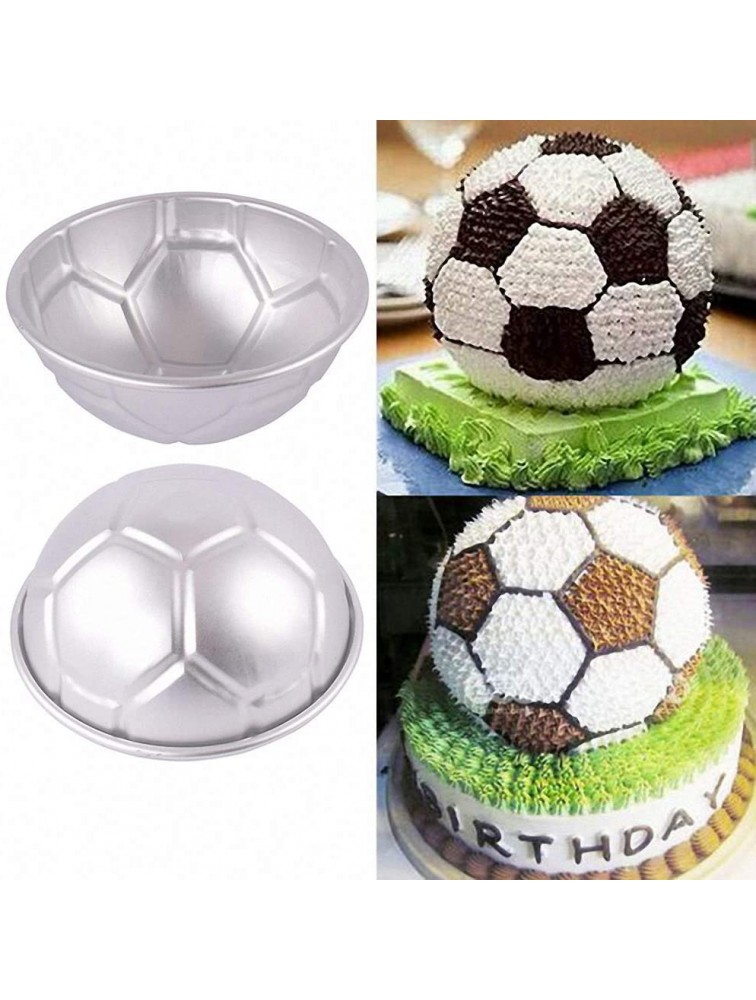 9 Inch 3D Full-size Soccer Ball Aluminum Baking Pan with 4Pcs Hexagon Pentagon Cookie Cutter Football Shape Metal Cake Pan Mold Boy's Birthday Sports Party Cake Bakeware Supplies - BV98YZODK