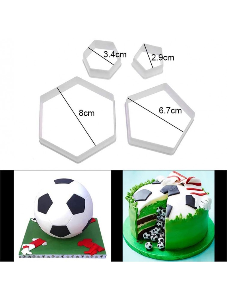 9 Inch 3D Full-size Soccer Ball Aluminum Baking Pan with 4Pcs Hexagon Pentagon Cookie Cutter Football Shape Metal Cake Pan Mold Boy's Birthday Sports Party Cake Bakeware Supplies - BV98YZODK