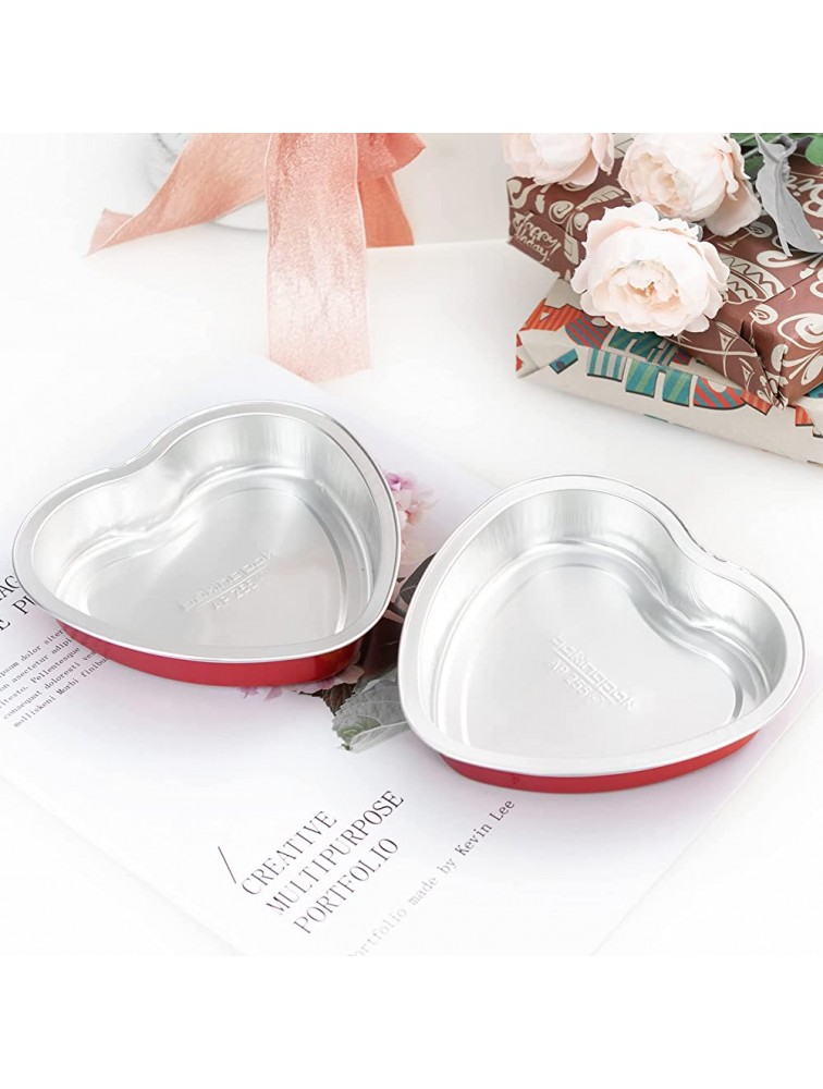 Aluminum Foil Heart Shaped Cake Pans,Heyyumi 25sets 9oz Disposable Heart Cake Pans with Lids ,Aluminum Cupcake Cups Baking Pans Tins for Valentine's Day Weddings Baby showers AnniversariesWine Red - B0SH6SYB4