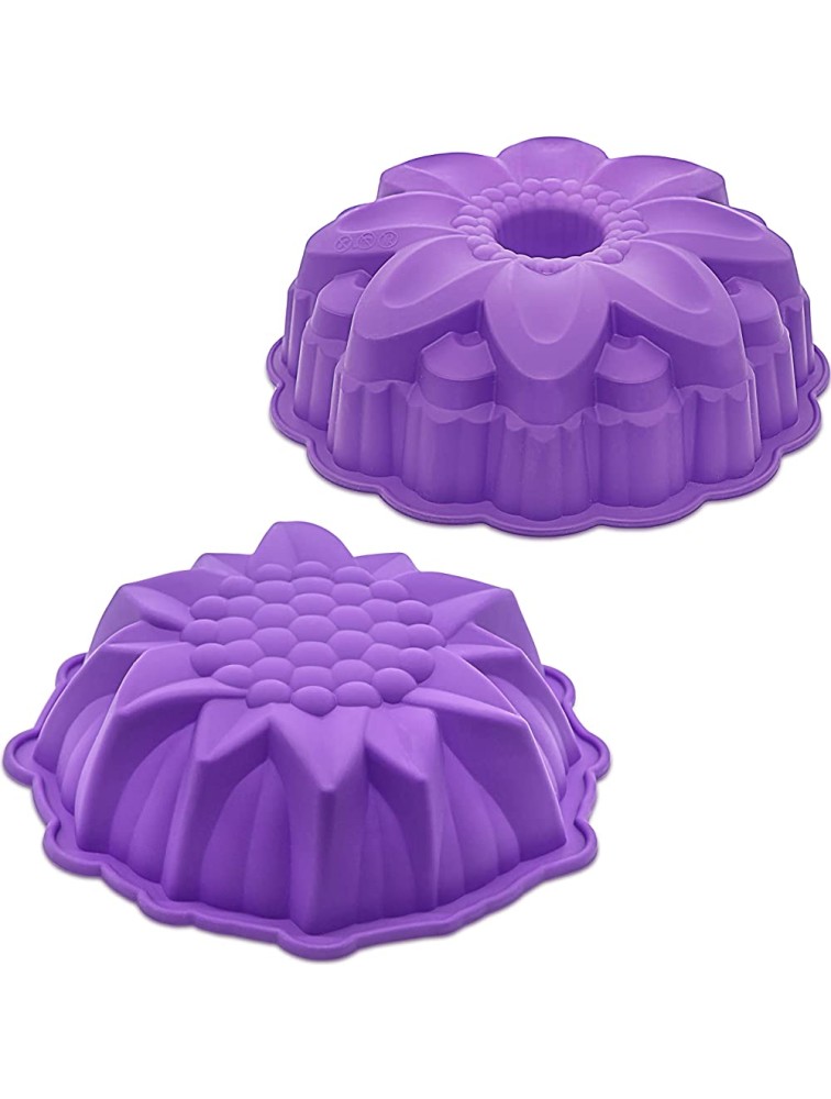 Bakerpan Silicone Regular and Fluted Cake Pan 8 Inch Flower Cake Mold Set of 2 - BLKO3S189
