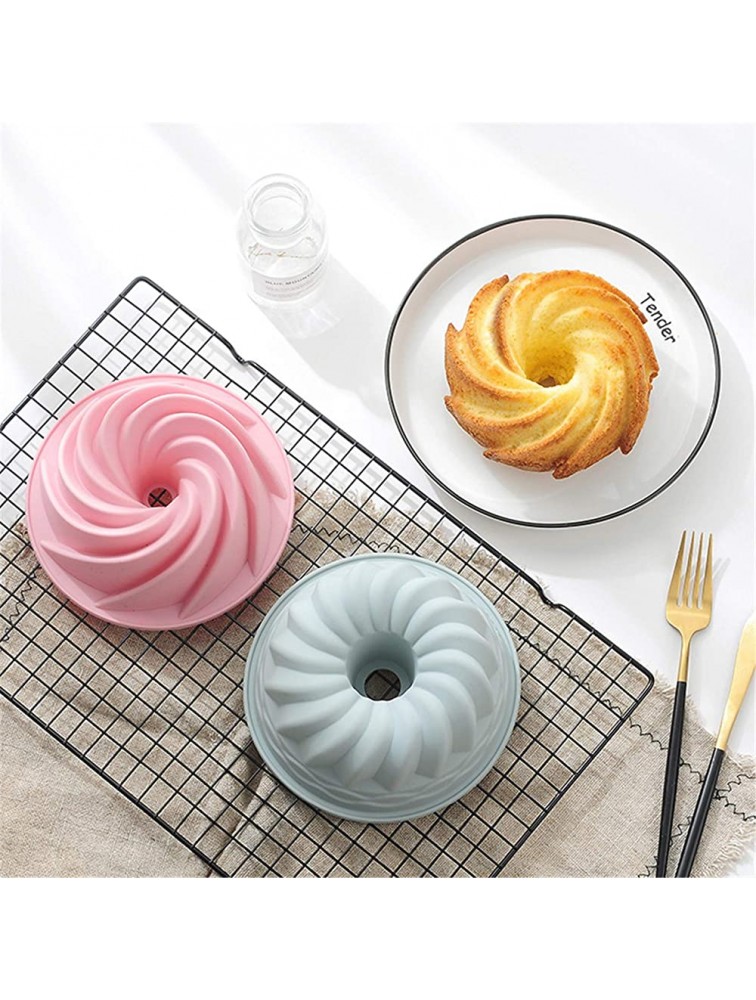 BesoAbrazo 6 Inch Bundt Cake Pan Nonstick Silicone Jello Fluted for Baking Perfect Result Mini Mold Bundle Set of 2 Blue - BQP7CZP83