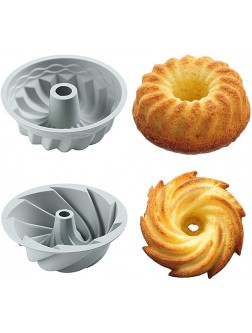 BesoAbrazo 6 Inch Bundt Cake Pan Nonstick Silicone Jello Fluted for Baking Perfect Result Mini Mold Bundle Set of 2 Blue - BQP7CZP83