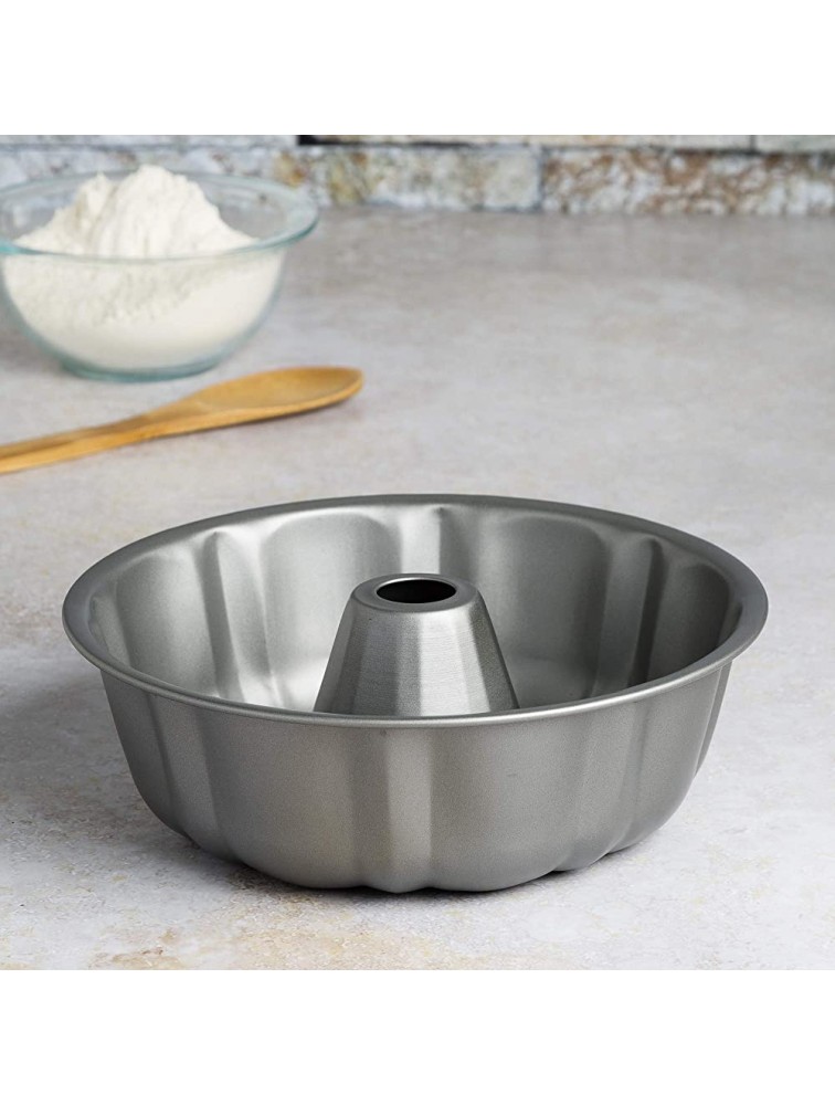 Cooking Light Fluted Tube Bundt Cake Pan Carbon Steel Quick Release Coating Non-Stick Bakeware Heavy Duty Performance 9 Gray - B4RPUA37Q