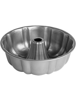 Cooking Light Fluted Tube Bundt Cake Pan Carbon Steel Quick Release Coating Non-Stick Bakeware Heavy Duty Performance 9" Gray - B4RPUA37Q