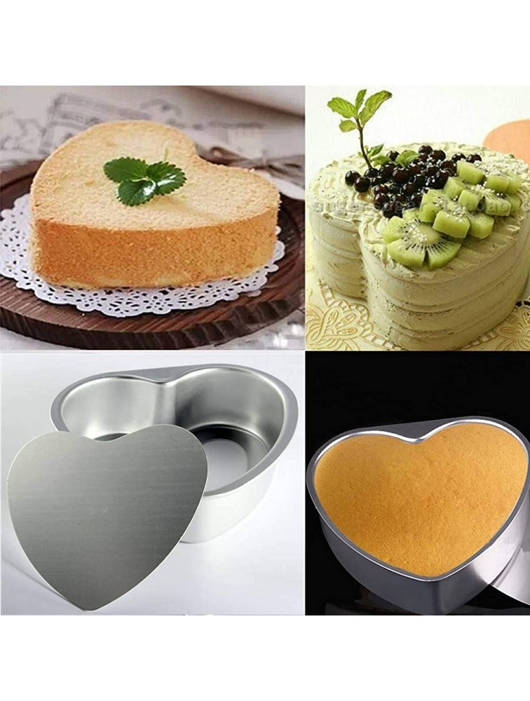 eoocvt 4pcs Aluminium Heart Shaped Cake Pan Set Tin Muffin Chocolate Mold Baking with Removable Bottom 5 6 8 10 - BM5YVZ8TC