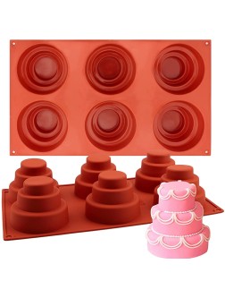 JOERSH Mini 3 Tier Cake Molds Silicone Cake Pans Multi Tiered Cupcake Mold Non-stick Round Silicone baking Molds for Chocolate Pudding Mousse Cake 6 Cavities 2PCS - B8JPP69Y4