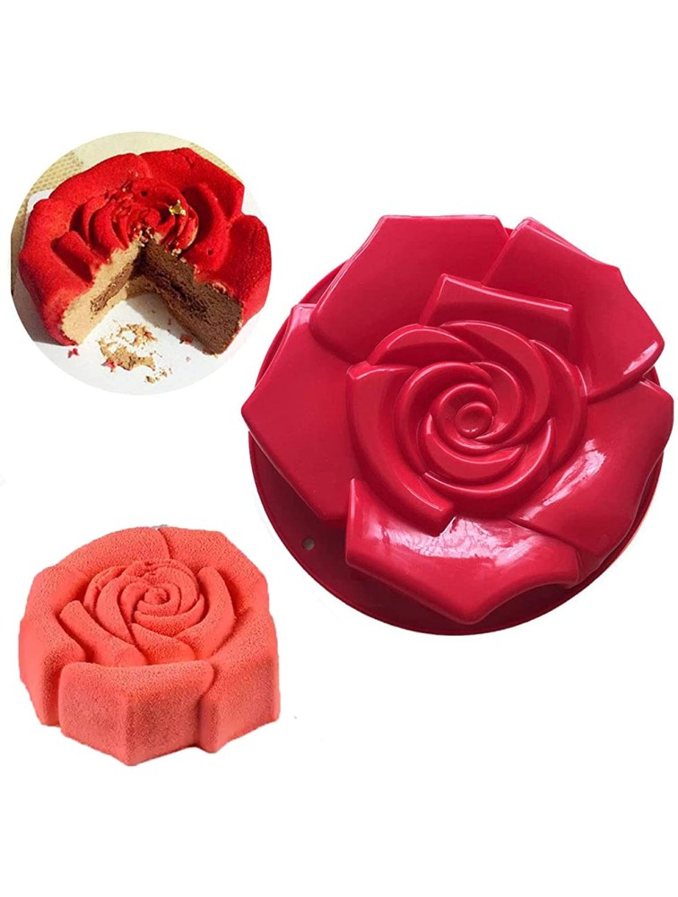 Joyeee 11.8'' Rose Flower Cake Mold Pan Silicone Baking Mold for Birthday Cake Muffin Bread Pie Flan Tart Mousse Cheesecake Non-Stick Baking Trays Great For Parties Holidays - BW5G7SB3L