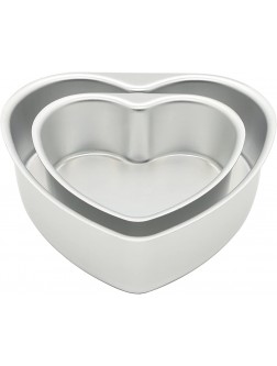 LepoHome 2 pcs Aluminum Heart Shaped Cake Pan Set DIY Baking Mold Tool with Removable Bottom 6 inch & 8 inch - BXYEUL507