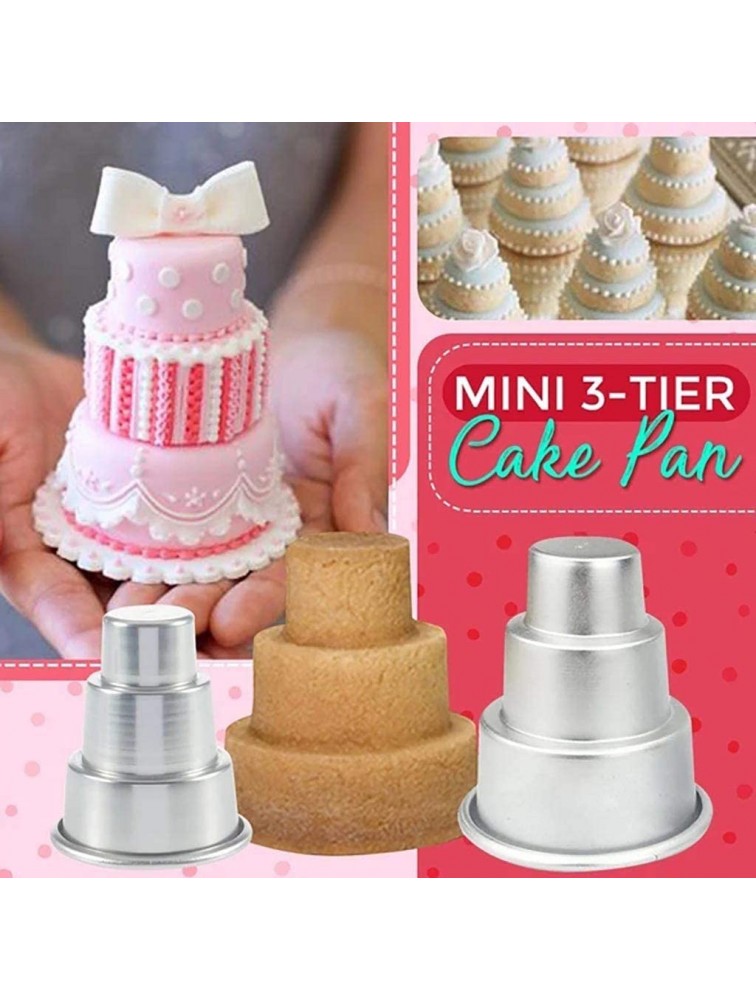Mini 3-Tier Cake Pan DIY Round Cupcake Pudding Cookie Chocolate Cake Mold for Birthday Muffin Decorating Mould Tools Homemade Baking Pan Nonstick & Leakproof Cheesecake Pan - BA8VVR1SZ