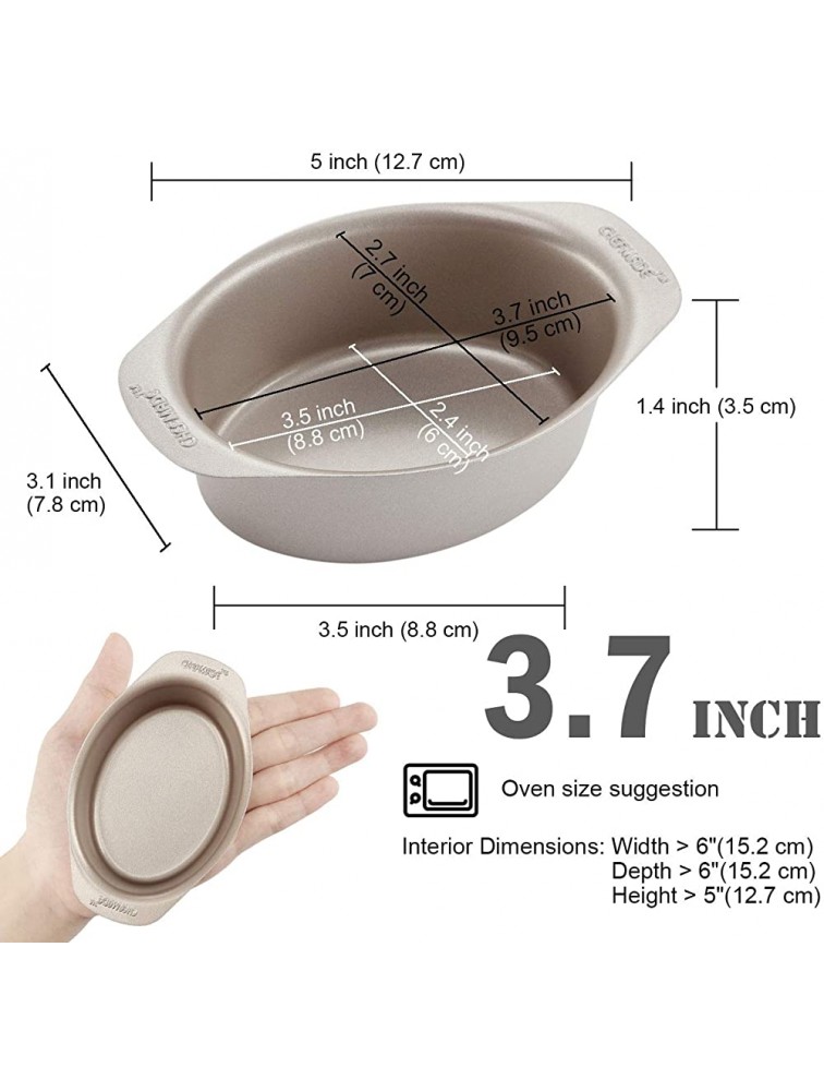 Nonstick Carbon Steel Mini Japanese Cheese Cake Pan Set Oval Mini Cupcake Baking Cups Cookie Egg Pudding Mold Mini Loaf Pan Bakeware for Oven and Instant Pot Baking,Set of 4 Champagne Gold - BG15J67TH